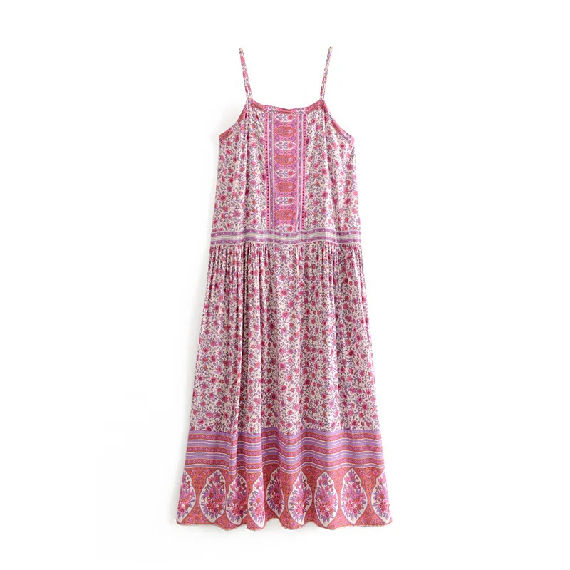 

Western Style 2019 Early Spring New Style Women's Dress Versitile Fashion Slim Fit Slimming Backless Printed Camisole One Piece