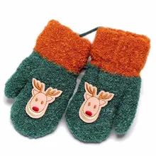 1 пара, Детские Зимние теплые варежки из плюша, плотный кашемир, вязаные перчатки с орнаментом оленя, варежки