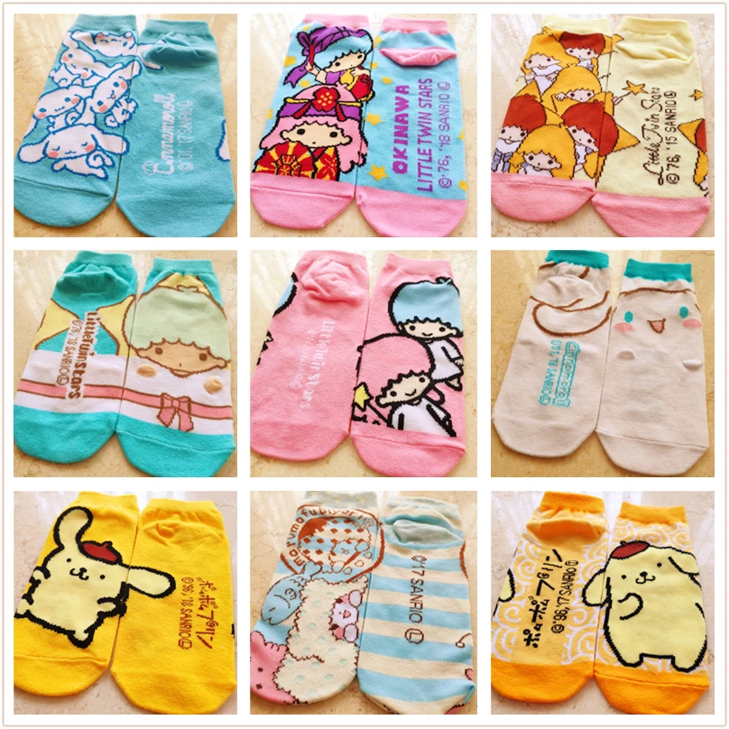 Забавные мультяшные хлопковые носки милые носки для взрослых Размер EU 34-38 kawaii pompomparin маленькие Две звезды 10 oroll 10 пар/партия