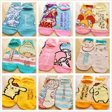 Забавные мультяшные хлопковые носки милые носки для взрослых Размер EU 34-38 kawaii pompomparin маленькие Две звезды 10 oroll 10 пар/партия