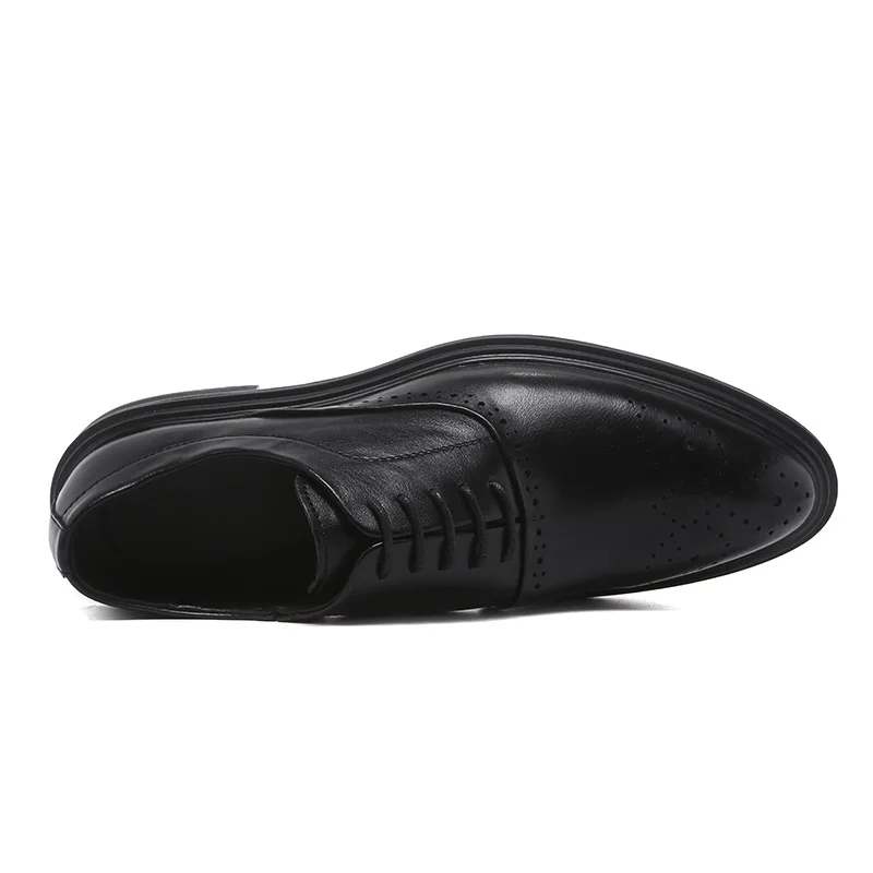 Мужские туфли-оксфорды с перфорацией и перфорацией; однотонные Туфли-Дерби из мягкой кожи на шнуровке; Цвет Черный; широкая ширина; Размеры 6-10