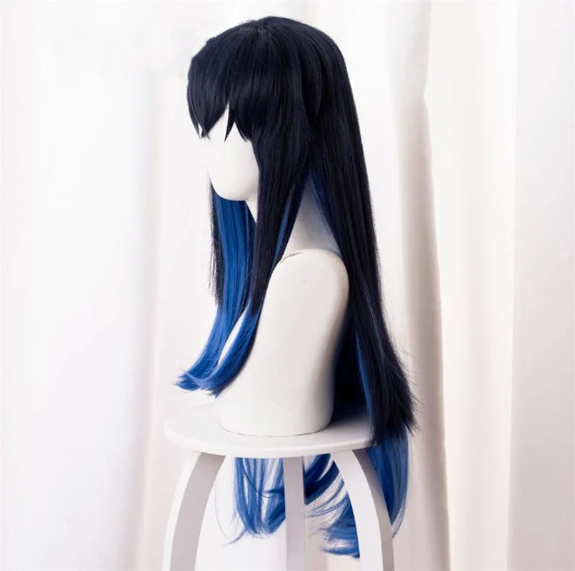 Demon Slayer Kimetsu No Yaiba Hashibira Inosuke Cosplay Wig Gradient Long Straight Hair 80cm Halloween Carnival Costume cosplay wig