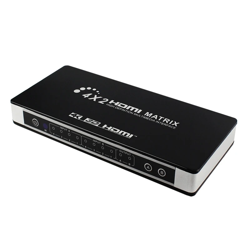 Hd 4K 1080P Hdmi Matrix 4X2 Switch Splitter Edid Hifi Matrix with Ir Remote Control Audio 4Kx2K 30H