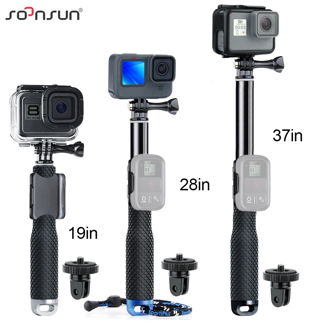 SOONSUN Waterproof Extendable Pole Selfie Stick for GoPro Hero 12 10 8 7 Hand Grip for SJCAM DJI Action Camera Accessories - AliExpress