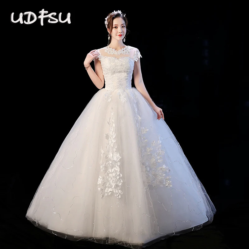 UDFSU Vrouwen Boothals Kant Trouwjurken Off Shoulder Backless Baljurken Slim Fit Floor Lengte Vintage Tulle Wedding Gown UDFSU Vrouwen Boothals Kant Trouwjurken Off Shoulder Backless Baljurken Slim Fit Floor Lengte Vintage Tulle Wedding Gown
