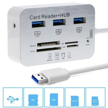 

Card Reader Type-C to USB Internal 3.0 Cardreader With Hub 7 in 1 TF Sdcard Reader Laptop Notebook Accessories Multi Kaartlezer