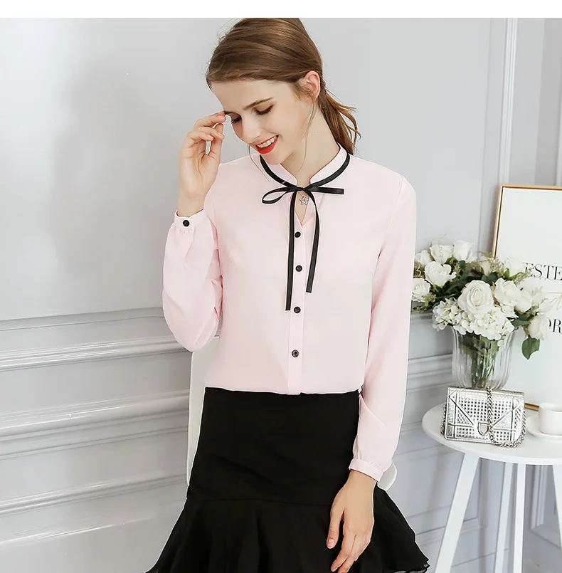 LOSSKY однотонная женская элегантная шифоновая рубашка Banco Осенняя Облегающая рубашка офисная рубашка верхняя блуза повседневная женская уличная