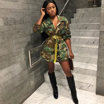 

Long Camouflage Coat Women 2019 Fashion Long Sleeve New Autumn Winter Casual Button Camo Outwear Jacket Drop Shipping Outerwear