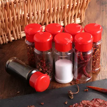

24pcs Plastic Spice Pot Seasoning Bottles Pepper Shakers Salt Jar Condiment Can Cruet for Barbecue Kitchen Red