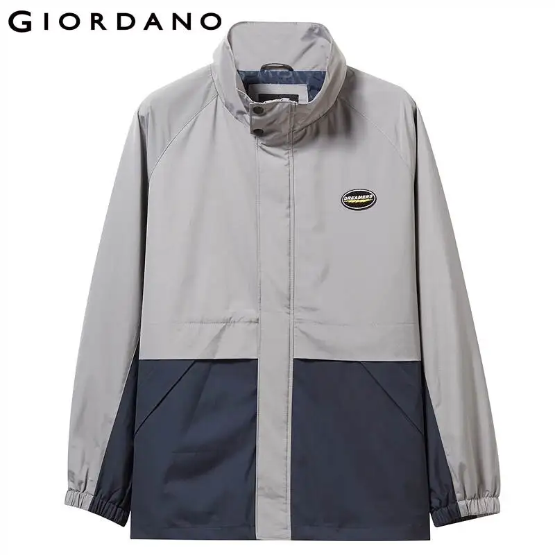 Giordano мужская куртка контрастный вышитый значок Chaquetas Hombre длинный рукав карманы спереди Jaqueta Corta Vento 01079749