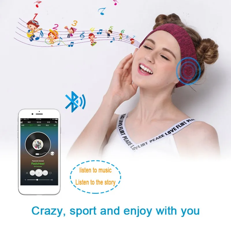 Горячая Bluetooth музыка оголовье эластичный дышащий Музыка динамик наушники Спорт на открытом воздухе головные уборы унисекс