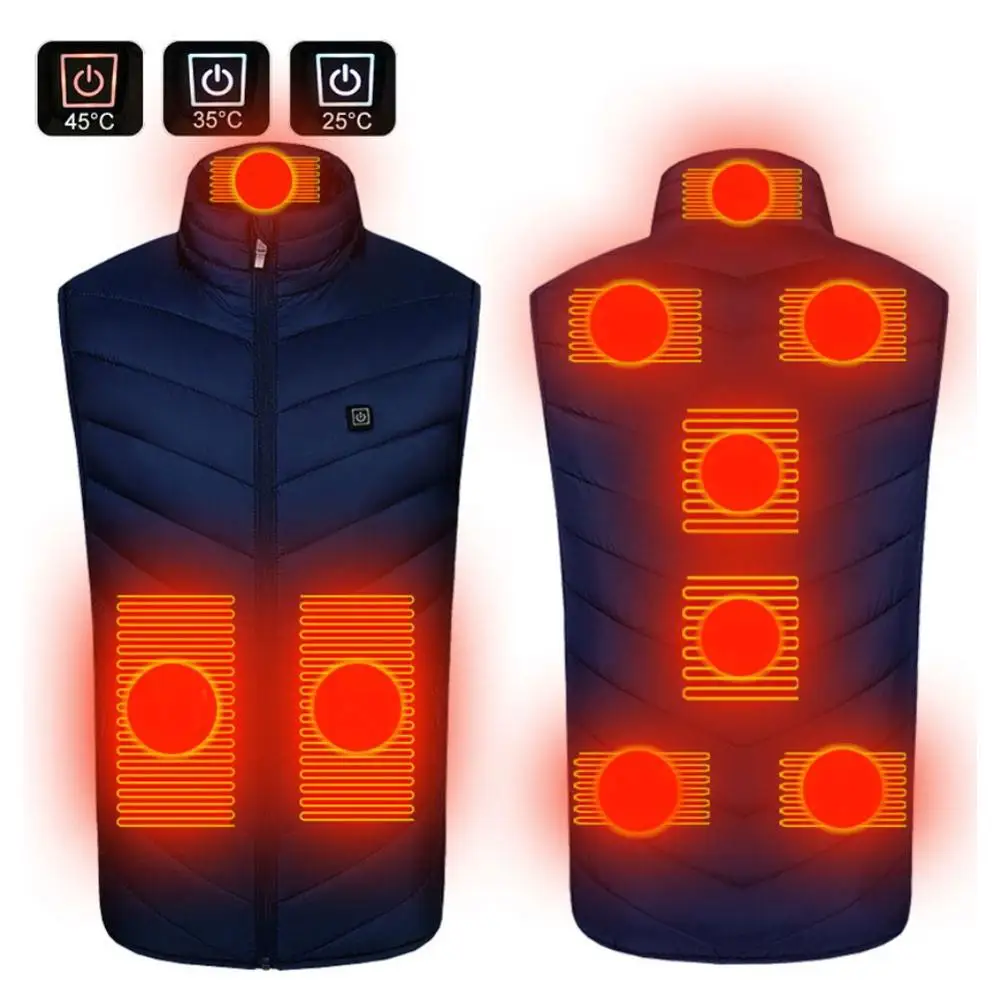

9 Areas Heated Vest Jacket USB Men Winter Electrically Heated Sleeveless Thermal Waistcoat for Motor Riding Hunting Hiking ë°œì—´ì¡°ë¼