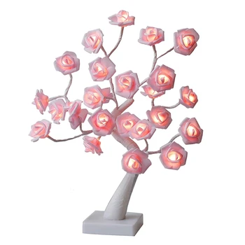 

LED Rose Table Lamp Decor,18 Inch 24 LED Warm White Light,Decorate Pink Rose for Home/Christmas/Party/Wedding/Valentine's Day