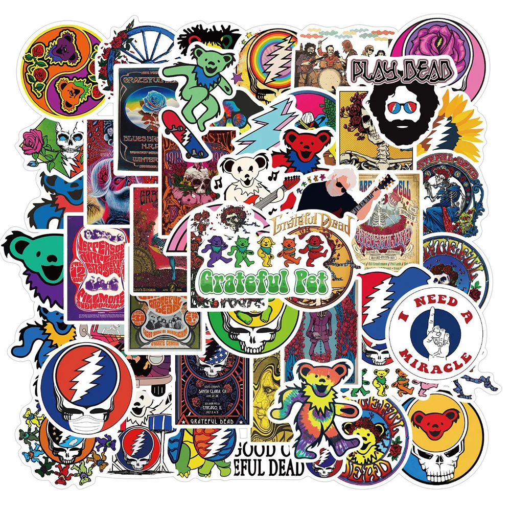10/30/50PCS Rock Band Greatful Dead Graffiti Sticker Decorative Luggage Guitar Waterproof Wholesale