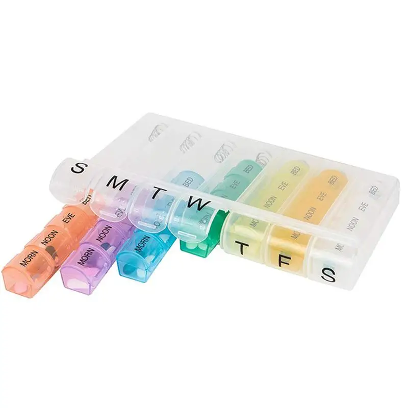 ROSENICEPill Box 4 Times A Day Colorful Drug Pill Medicine Organizer Dispenser Container Case Box Holder For Travel Home