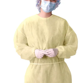 

10pcs Disposable Coverall Dust Spray Suit Siamese Non-woven Dust-proof Clothing yellow Labor Safely Security Protection Clothes