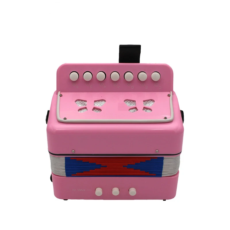 Pink Новинка, 7 пуговиц, 2 баса, аккордеон, мини-аккордеон, обучающий инструмент, ритм-браслет, игрушка, Детский развивающий подарок, 10 цветов - Цвет: Pink