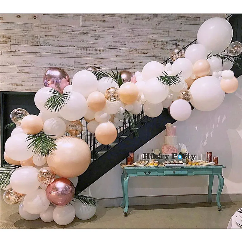

136pcs 4D Round Foil Diy Balloon Garland Arch Kit White Confetti Pastel Birthday Wedding Anniversary Graduation Party Decoration
