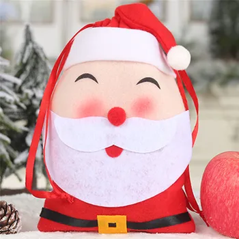 オンライン クリスマス漫画巾着ギフトバッグ生地ビーム口クリスマスキャンディーギフト収納袋ホリデーパーティーの装飾