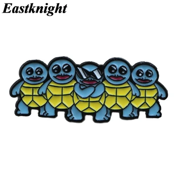 

K1317 Wholesale 20pcs/lot Squirtle Cartoon Anime Funny Metal Enamel Pins and Brooches for Lapel Pin Badge Collar Jewelry