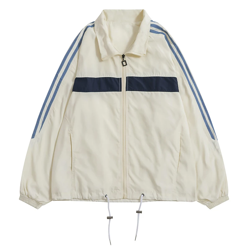 

Fashion Jacket Female Autumn Jacket Basic Jacket Loose Ladies Zipper Field Long Sleeves Harajuku New Mosaic Women's Jacket