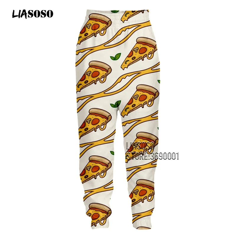LIASOSO Harajuku, новинка, для пиццы, торта, продуктов, 3D принт, брюки для мужчин и женщин, брюки, топы, спортивные штаны, повседневные, хип-хоп, длинные штаны, спортивные