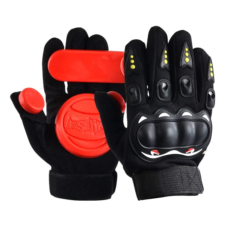 

[Pom Soft Plastic] Three Slider Long Board Gloves Intermediate Downhill Board Brake Gloves Skateboard Protective Clothing Ms708-