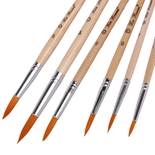 Fine Watercolor Propylene Painting Brushes Oil Painting Brushes 6 pcs