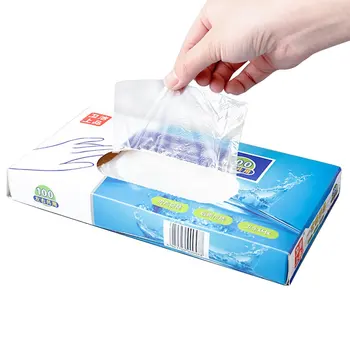

Boxed disposable gloves wholesale catering hairdressing food gloves thick transparent plastic PE film gloves 100 pairs Neutral /