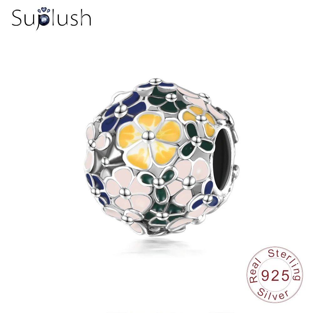 

Suplush Authentic 925 Sterling Silver Charm Bead Fit Original Pandora Charm Bracelets Enamel Charms Bead 925 Sterling Silver