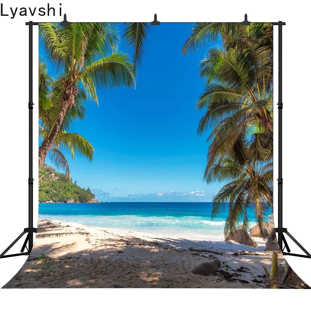 Lyavshi Лето море пляж вечерние пальмой живописные портретной фотографии Фоны