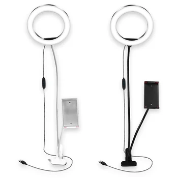 

3 in 1 Lazy Phone Holder 3 Modes LED Fill Light Long Arms Desktop Bed Stand Adjustable Aluminum Alloy Mount