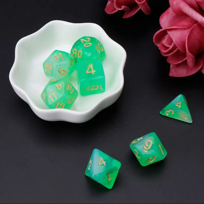 7 шт./компл. многогранные кости D4 D6 D8 D10 D12 D20 для подземелья и дракон D& ролевые поли настольная игра костюм для настольных игр