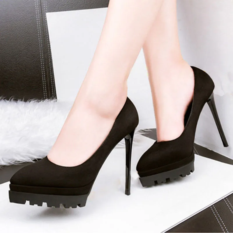 

Super High Heels Women Leather Sexy Wedding Pumps Women Shoes Platform Non-slip Shallow Ladies Party Shoes Tacones Mujer VT701