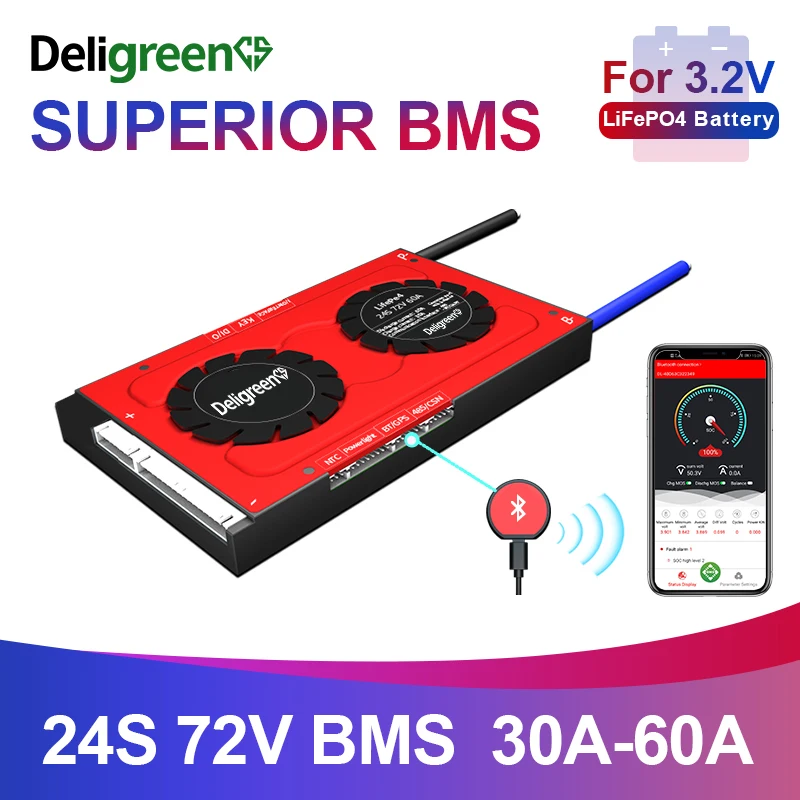 

Smart BMS 24S 30A 40A 60A 72V BMS for 3.2v lithium battery pack 18650 LiFePO4 Battery Pack