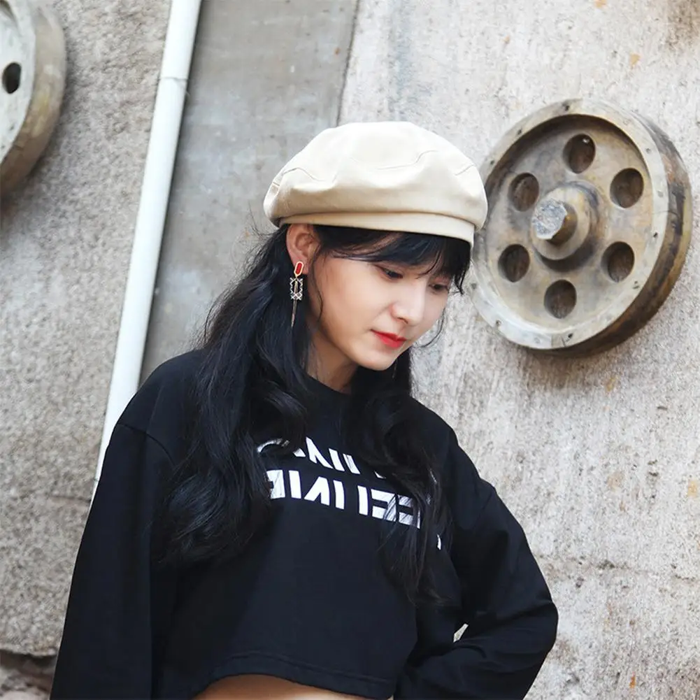 Studyset Женская модная шляпа Корейская версия сплошной цвет берет живописца шляпа японский стиль Тыква Шляпа Керлинг корейский берет