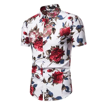 

MODA VELOCE Mens Short Sleeve Hawaiian Shirts Men Dress Shirt Short Sleeve Hawaii Shirt New
