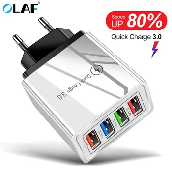 

OLAF 4 Ports Quick Charge 3.0 4.0 For Phone Adapter For Samsung S10 iPhone 11 Tablet Xiaomi Wall Mobile Charger Fast Charger