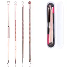 4 шт. инструмет для удаления черных точек De Cravo розово-золотистый и черный горошек очиститель угревая сыпь жидкость для снятия Набор иголок с блестками и черными пятнами, Чистка Пор, приспособление для очистки