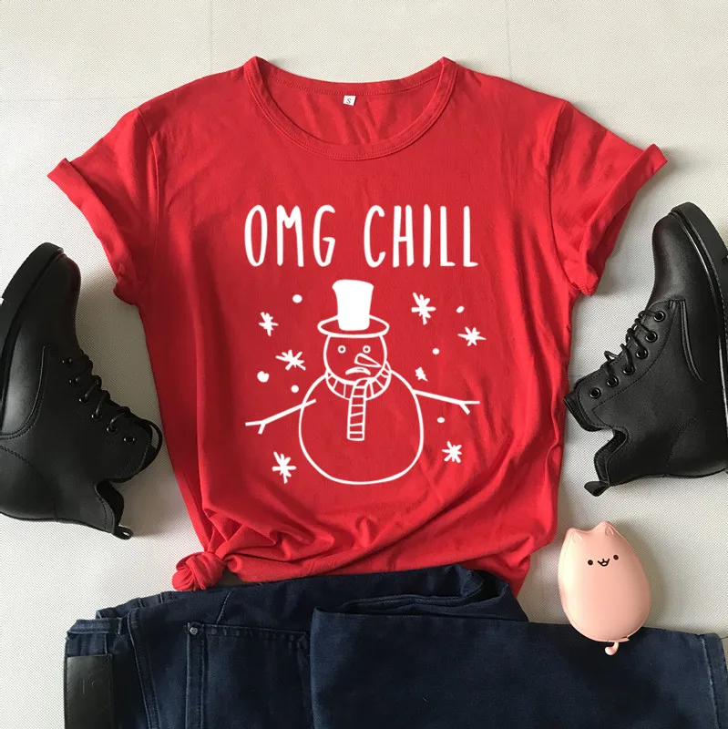 Модная женская футболка OMG Chill с надписью в Корейском стиле Хлопковая одежда