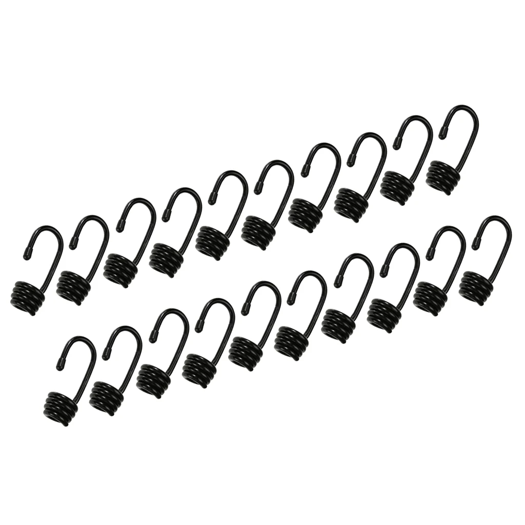 20Pcs Bungee Shock Cord Hook Spiral for 10mm Elastic Ropes Luggage Straps