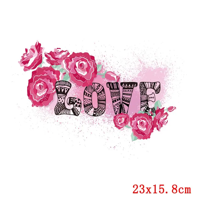Нашивки сделай сам с надписью LOVE в виде розы на одежду женские термонаклейки