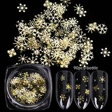 

1 Box/Set 3D Snowflakes Gold laserl Nail Art Sequins Christmas Decorations Nail Polish Thin Sticker Designs Manicure