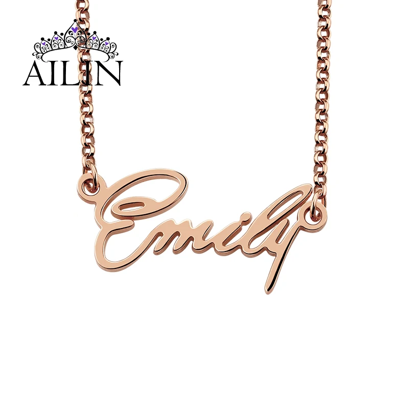 

AILIN 2020 год индивидуальное ожерелье с шрифтом из нержавеющей стали с 18k-покрытием ожерелье с именем Персонализированная подвеска цепочка Ювелирные изделия Подарки для женщин