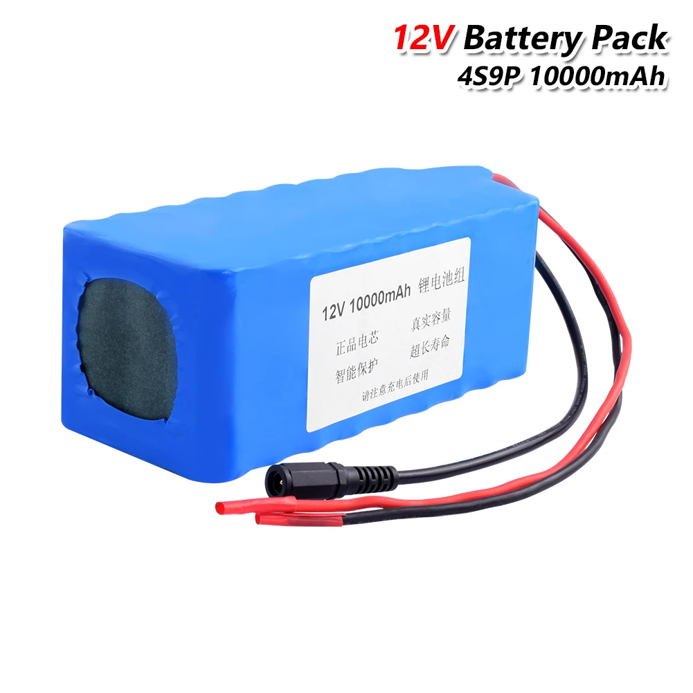 

High capacity 12V 10Ah 4S 9P 18650 lithium Rechargeable battery Pack 12v 10000 mAh with BMS for 75W E-bike Scooter Wheelchair