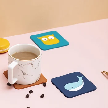 

Hot Cartoon Coasters For Hot Mike Coffee Silicone Cup Mat Placemat Drink Coaster Individual Kitchen Table Mats Pad Holder