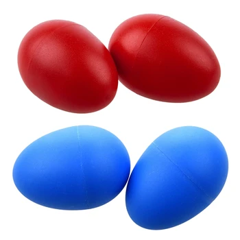 

2 Pair Plastic Percussion Musical Egg Maracas Shakers Red & Blue