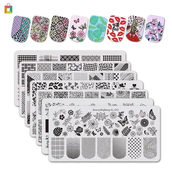 

BeautyBigBang BeautyBigBang 7 Pcs/Set Rectangle Nail Art Image Plate DIY Geometric Nail Stamping Plate