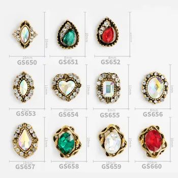 

10 pcs New Japanese Nail Art Variety of alloy jewelry Vintage diamond nail art decoration Nail jewelry rhinestones