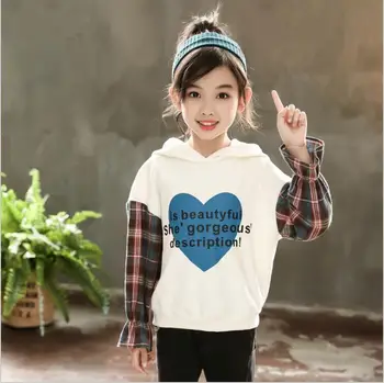 

2019 hot sale girls hooded t-shirt fashion autumn spring girls sweatshirt 4-9t C261